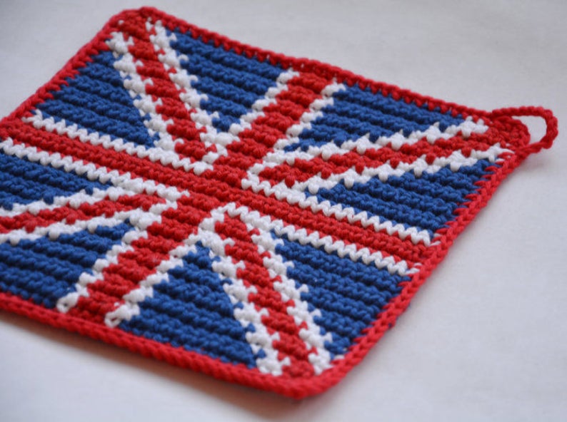 Union Jack Potholder Crochet Pattern for
