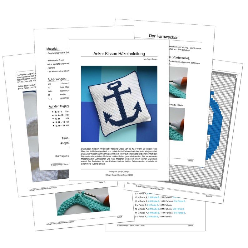 Anker Kissen Häkelanleitung inkl. Häkelschema Bild 2