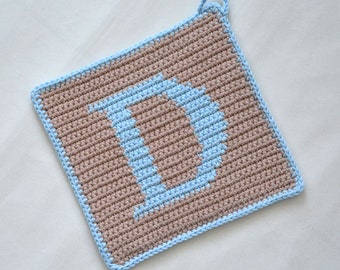 Letter "D" Potholder Crochet Pattern - for beginners