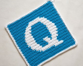 Letter "Q" Potholder Crochet Pattern - for beginners