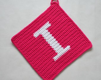 Letter "I" Potholder Crochet Pattern - for beginners