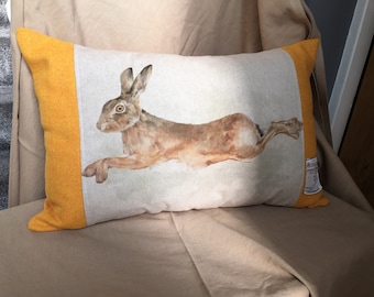 Harris Tweed Hare Cushion Cover: Handmade Throw Pillow