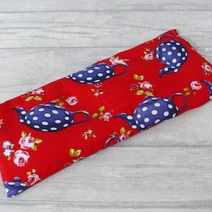 Wheat Bag, Microwaveable Wheat bag , Wheat Bag Red Tea Pot fabric. Hot Wheat  Pack, Lavender Heat Pack, Get well soon Gift