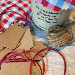 Jam Jar Covers  x 12  Check   fabric, Gift Tags, String , Elastic