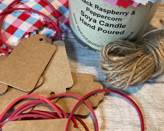 Jam Jar Covers  x 12  Check   fabric, Gift Tags, String , Elastic
