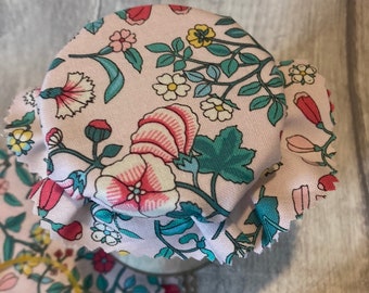 Jam Jar Covers  x 8  Liberty fabric, Gift Tags, String , Elastic