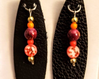 Leather Beaded Earrings