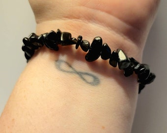 Black Quartz stone chip bracelet