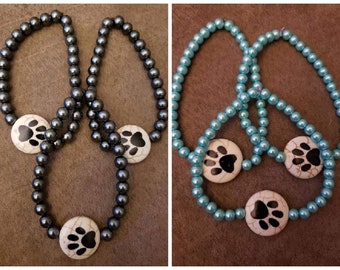 Pearl Paw Print Bracelet or Anklet