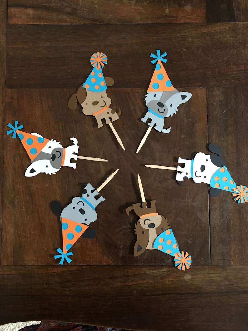 Puppy Dog Cupcake Toppers Puppy Party Decor Puppy Party Dog Adoption Party Puppy Cupcake Toppers