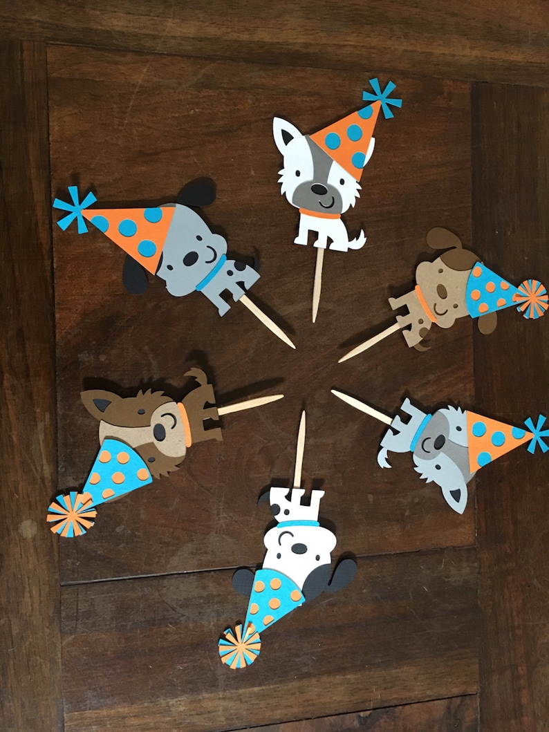 Puppy Dog Cupcake Toppers Puppy Party Decor Puppy Party Dog Adoption Party Puppy Cupcake Toppers