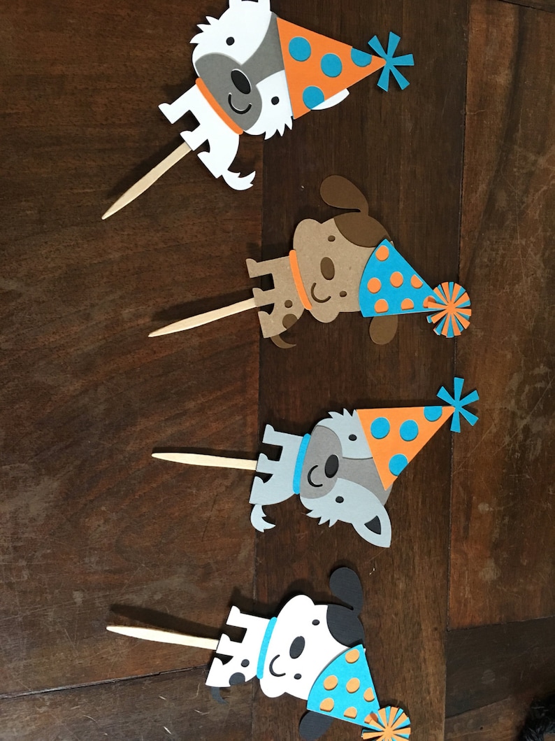 Puppy Dog Cupcake Toppers Puppy Party Decor Puppy Party Dog Adoption Party Puppy Cupcake Toppers