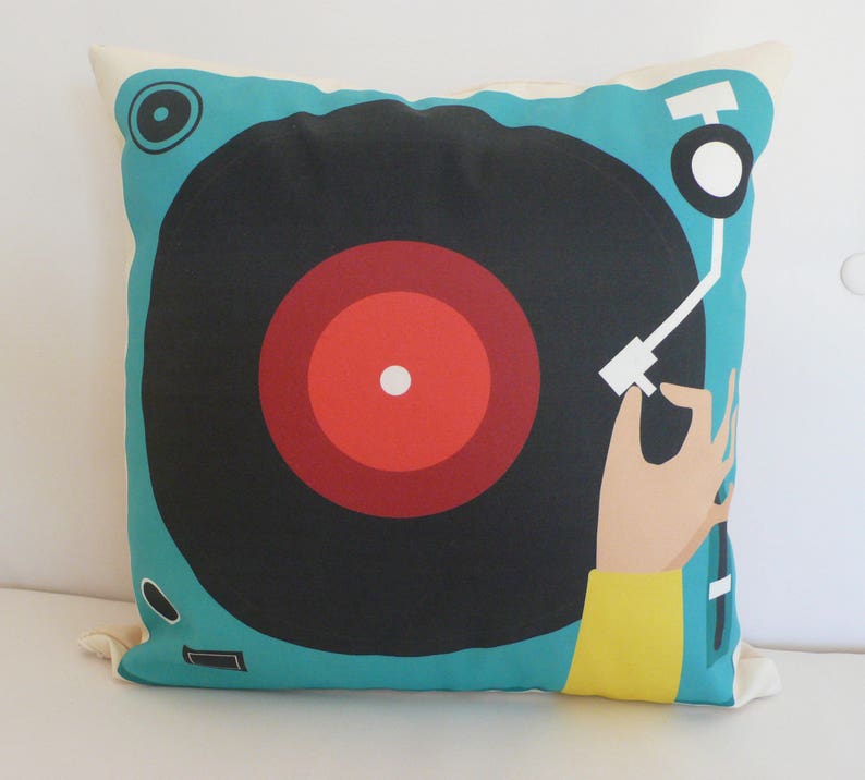 Vinyl Record Pillow Cover. Organic Cotton Pillow. Cushion. Etsy