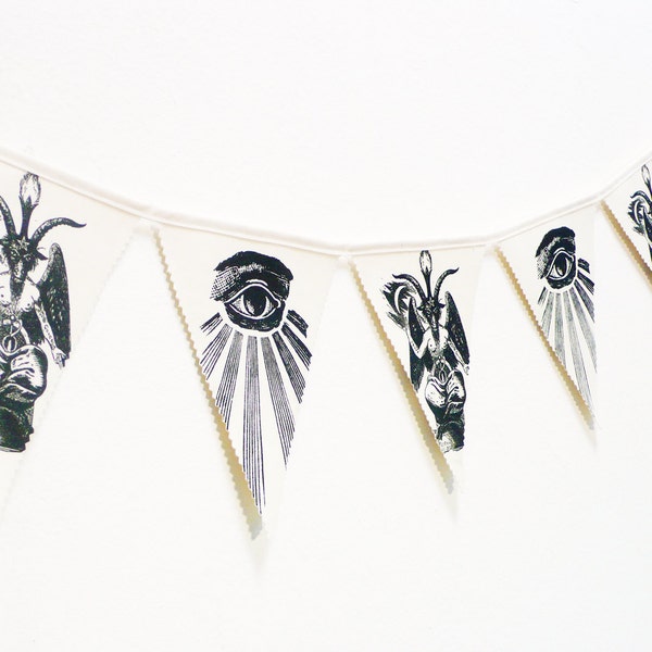 Bunting Baphomet. Banners. Fabric Bunting. Illuminati.