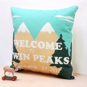 Twin Peaks Pillow Cover. Decorative pillow. Organic Cotton  pillow. Insert not included