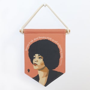Pennant Banner Angela Davis. Fabric Sign. Wall Art Print. Pennant Flag. Black Lives Matter