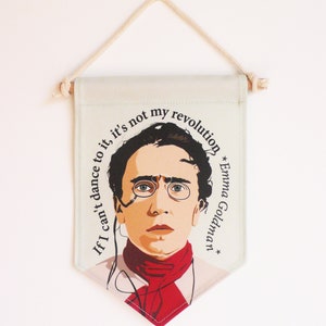 Emma Goldman Flag Banner. Feminist gift. Feminist quotes. Anarchist gift. Fabric sign. Pennant Flag. image 1