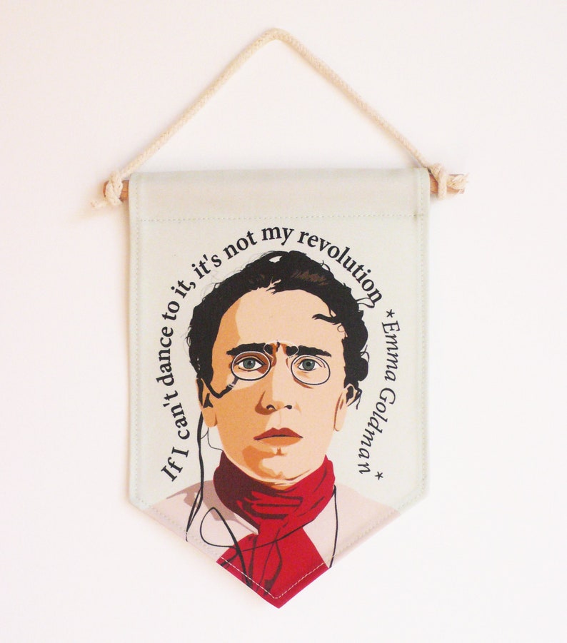 Emma Goldman Flag Banner. Feminist gift. Feminist quotes. Anarchist gift. Fabric sign. Pennant Flag. image 1