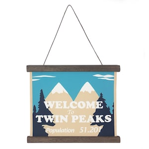 Cartel de tela y madera Twin Peaks. David Lynch. Welcome to Twin Peaks