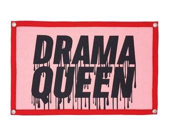 Felt Pennant Flag Banner / Vintage Banner / Wall Decor / Wall Hanging / Drama Queen