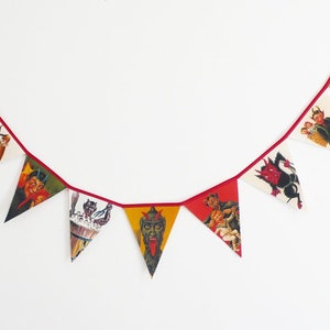 Bunting Vintage Krampus. Banners. Fabric Bunting. Krampus Ornament. Krampus Christmas. Gruss Vom Krampus