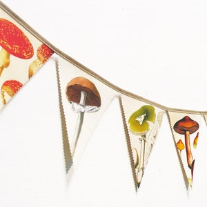 Bunting Mushrooms. Vintage Mushrooms. Banners. Fabric Bunting