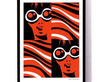 Double woman, art print, giclee print, wall art, red and black, pop art print, wall print