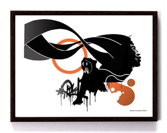 Black panther, art print, giclee print, wall art, soul funk, wall print