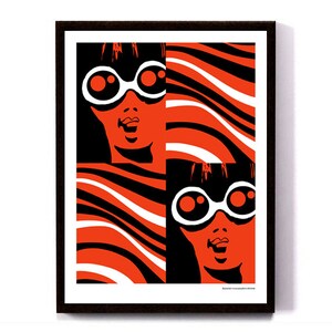 Doble mujer, impresión de arte, impresión giclee, arte de la pared, rojo y negro, impresión de arte pop, impresión de pared