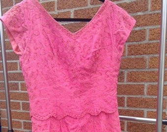 Vintage Pink Lace Sheath Dress