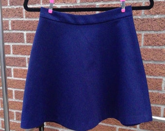 Vintage Navy Synthetic Twill Skater Skirt