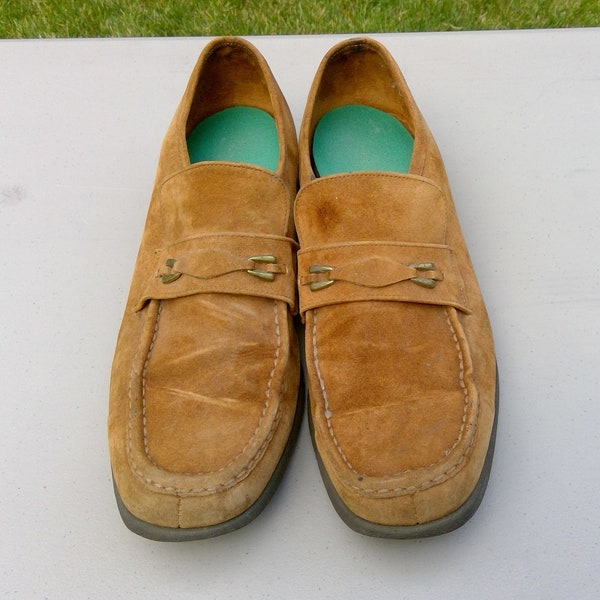 Man's Vintage Tan Suede Slip-On Loafers