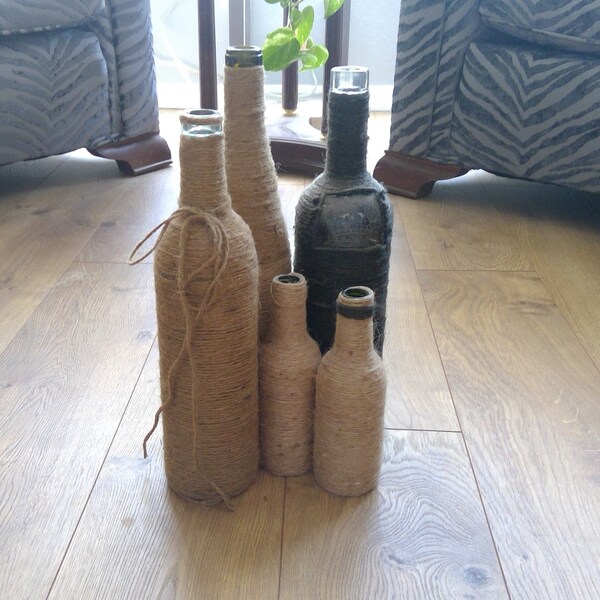 Twine Wrapped Bottle Etsy