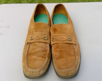 Herren Vintage Tan Wildleder Schlupf-On Loafers