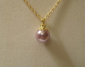 Purple pearl pendant necklace