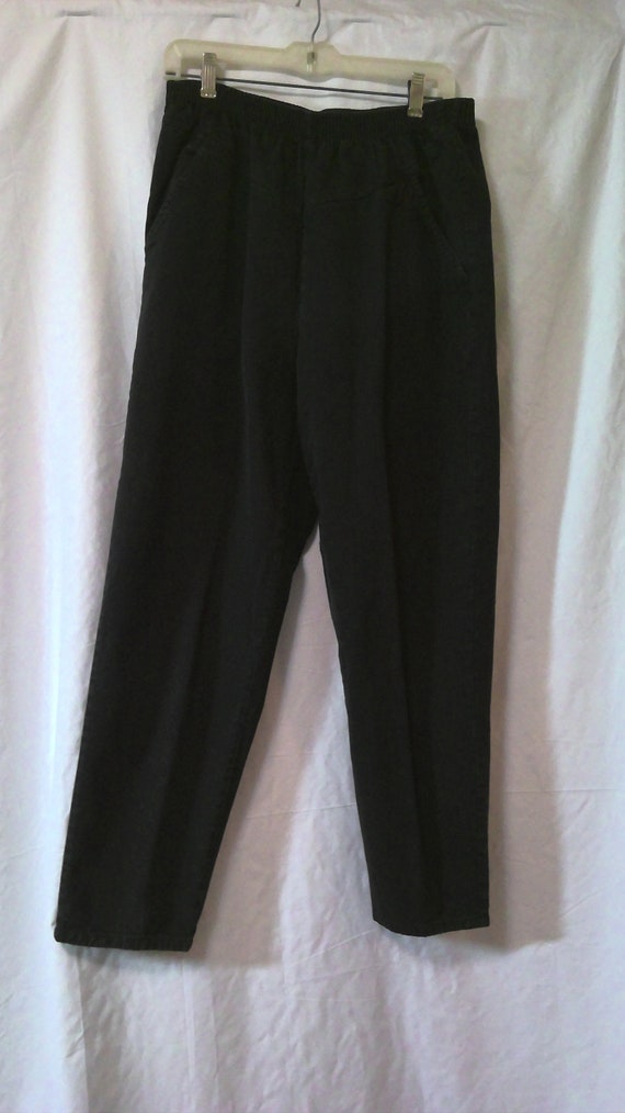 High-Waisted (Elastic Waisted) Black Vintage Jean… - image 2