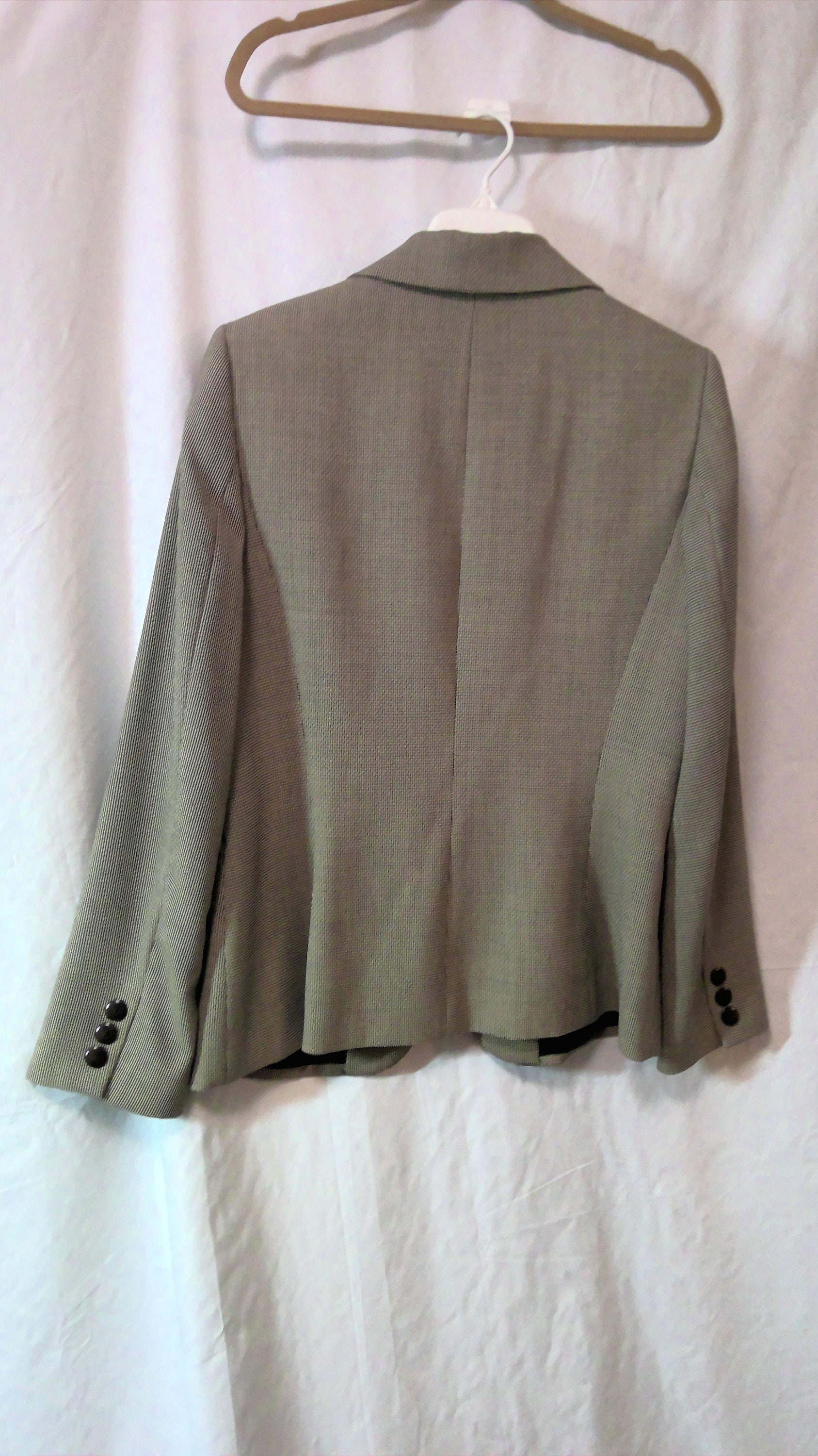 Veste En Laine Doublée Dana Buchman - Taille 2, Gris Blanc Carreaux, Pour Le Travail