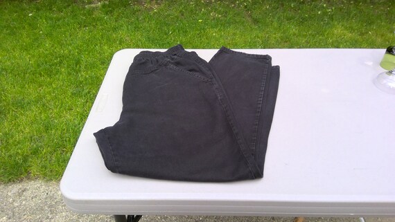 High-Waisted (Elastic Waisted) Black Vintage Jean… - image 1