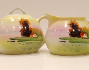 Hand Painted Nippon China Cream and Sugar tea service