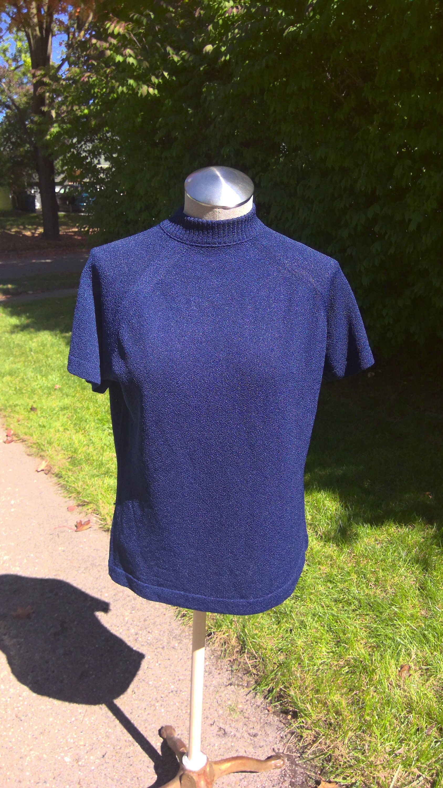 Blue Mock Neck Top - Etsy