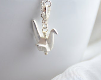 Silver Origami Crane Delicate Chain Bracelet (Also in Gold!)