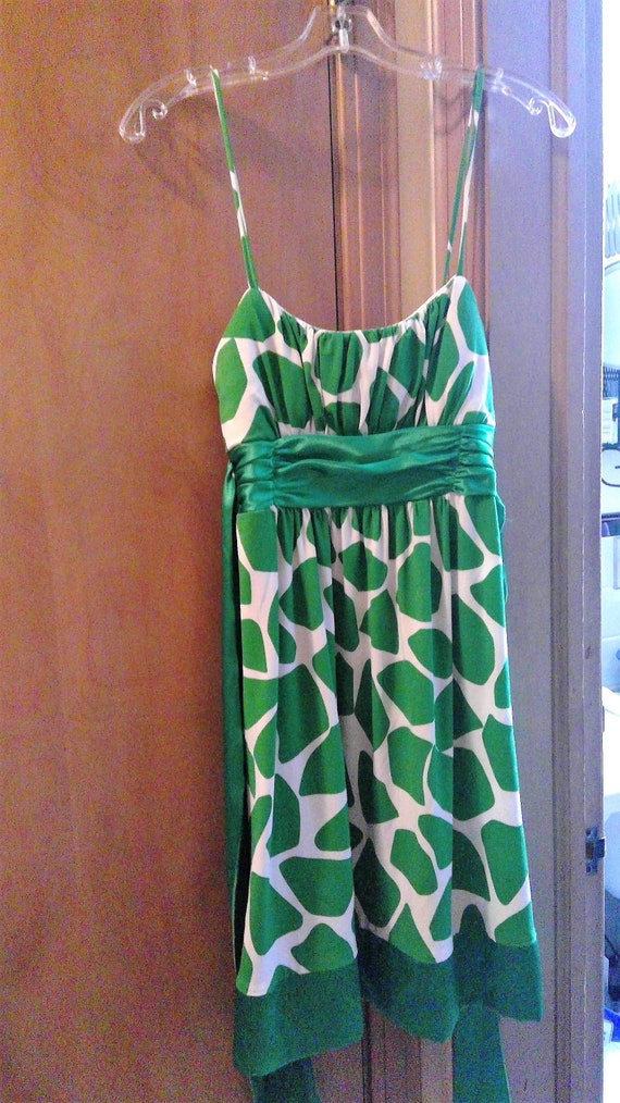 90s Y2K Green Polka-Dot Spaghetti Strap Sundress - image 1