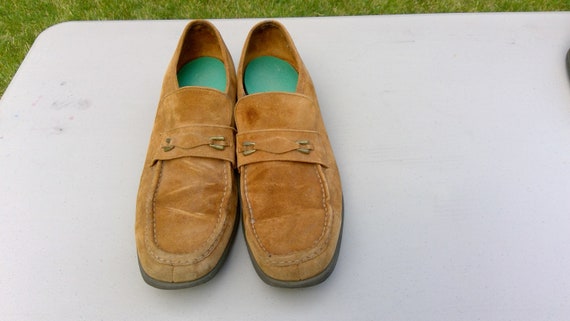 Man's Vintage Tan Suede Slip-On Loafers - image 1