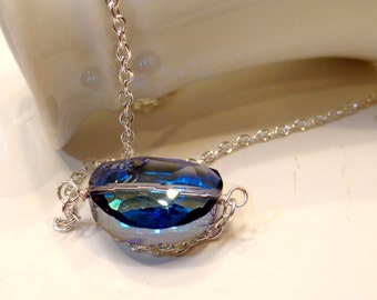 Sparkling Blue Glass Necklace