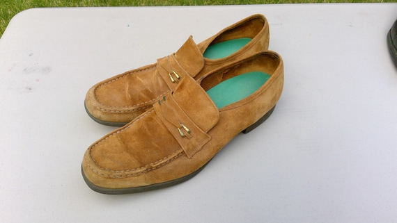 Man's Vintage Tan Suede Slip-On Loafers - image 2