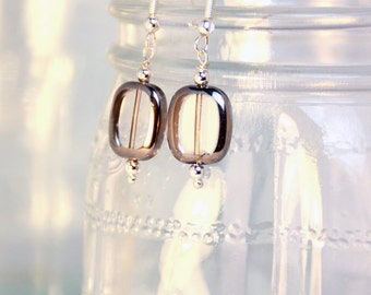 Modern Silvered Glass Earrings