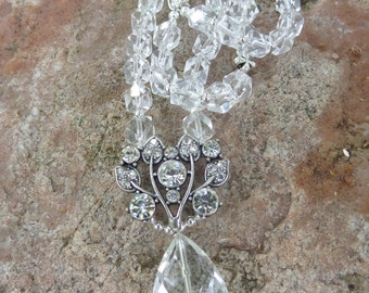 Collier en cristal et en argent-Collier de déclaration-Bijoux de mariage