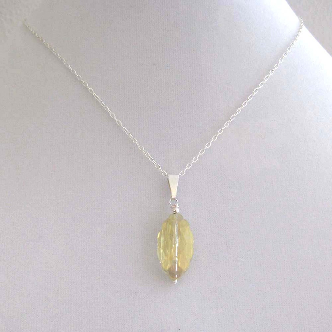 Light Yellow Crystal Necklace Etsy