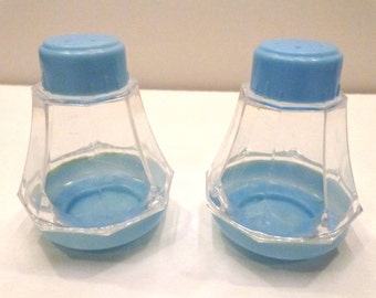 Blue and Clear Salt and Pepper Shakers
