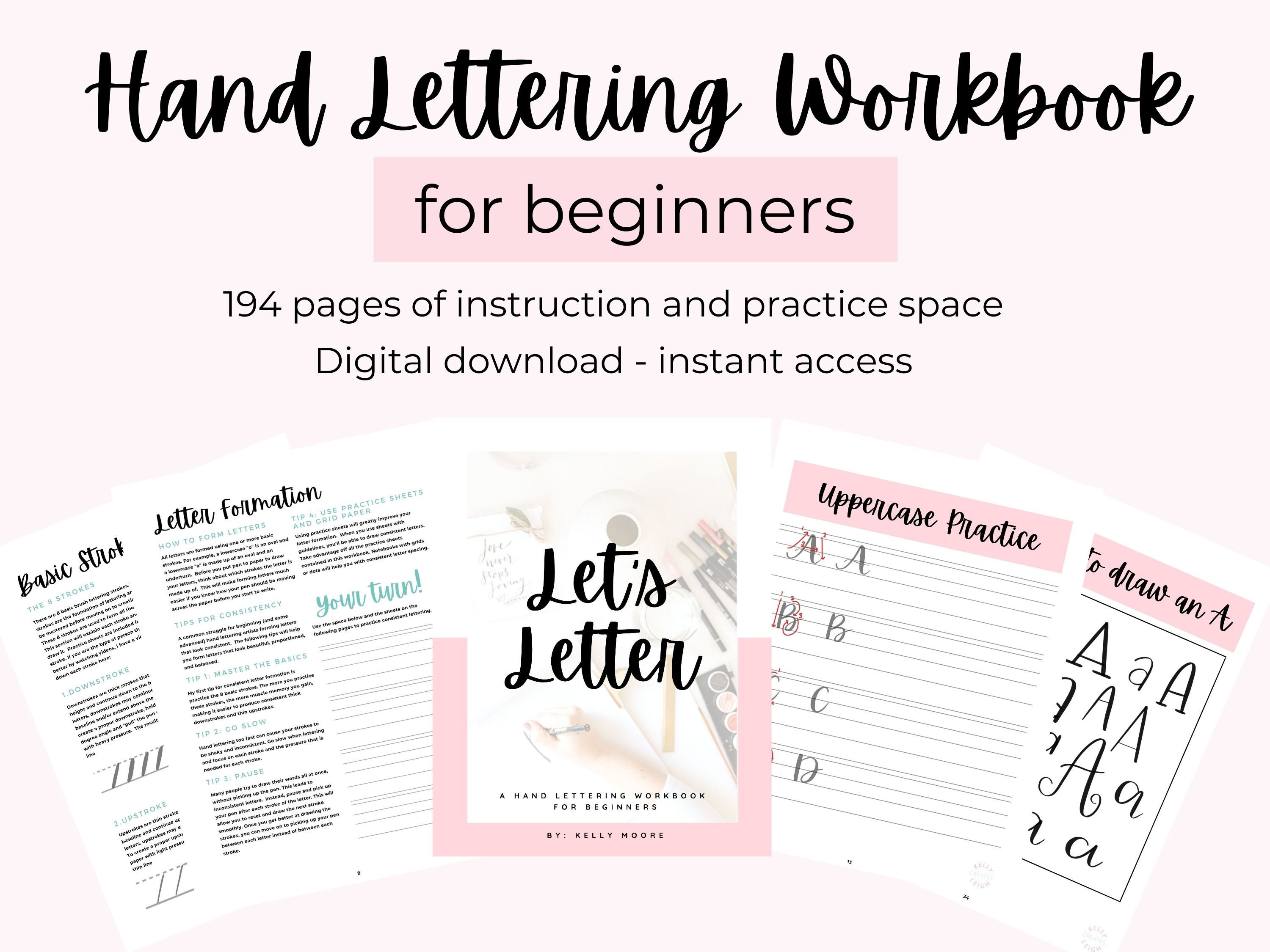 Hand Lettering Workbook Hand Lettering Practice Sheets Hand